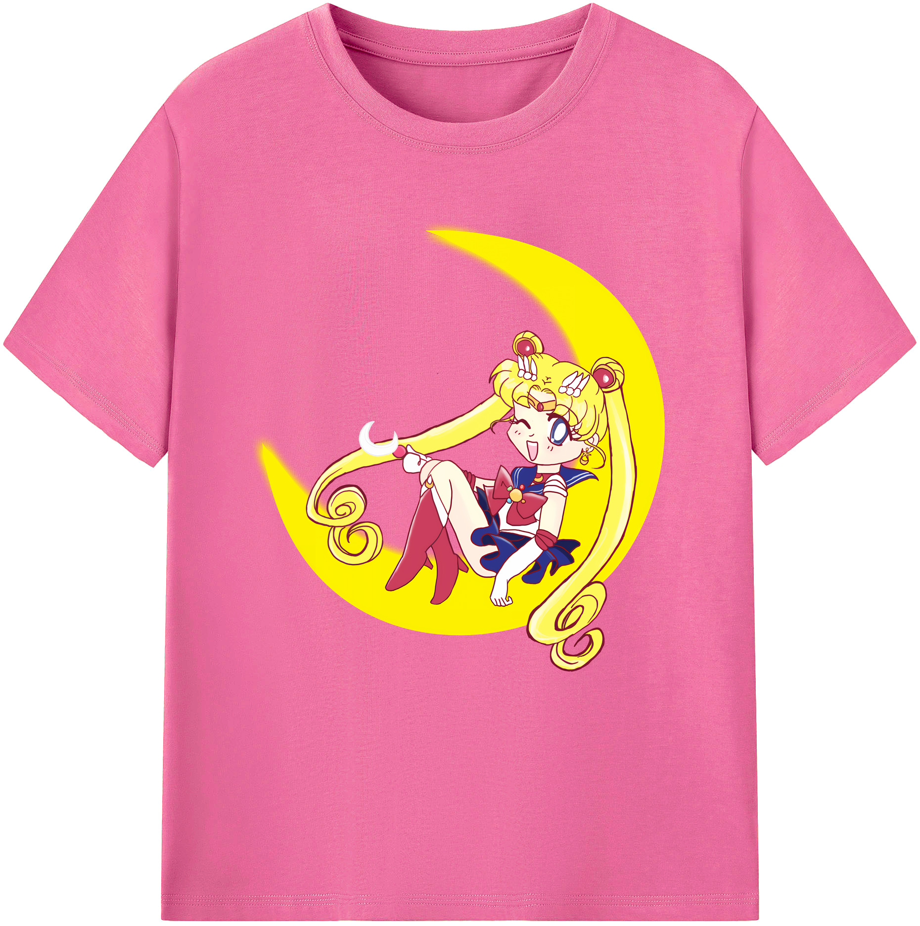 （画像用） 美少女戦士セーラームーン 月野 うさぎ つきの うさぎ Sailor Moon Tsukino Usagi レディースカジュアルプリントTシャツ（綿100％）